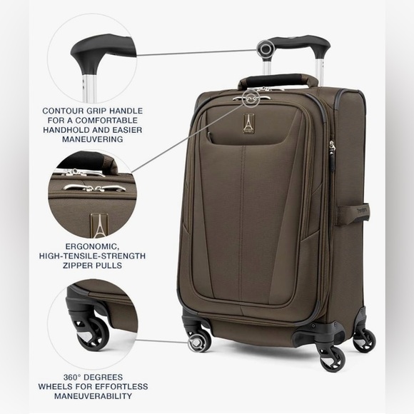 Carry on suitcase 21x14x9 in mocha - Picture 3 of 8